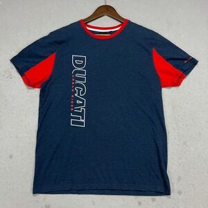 Ducati Motorcycles Men's T-Shirt XL Slim Blue Red Official Borgo Panigale Italy